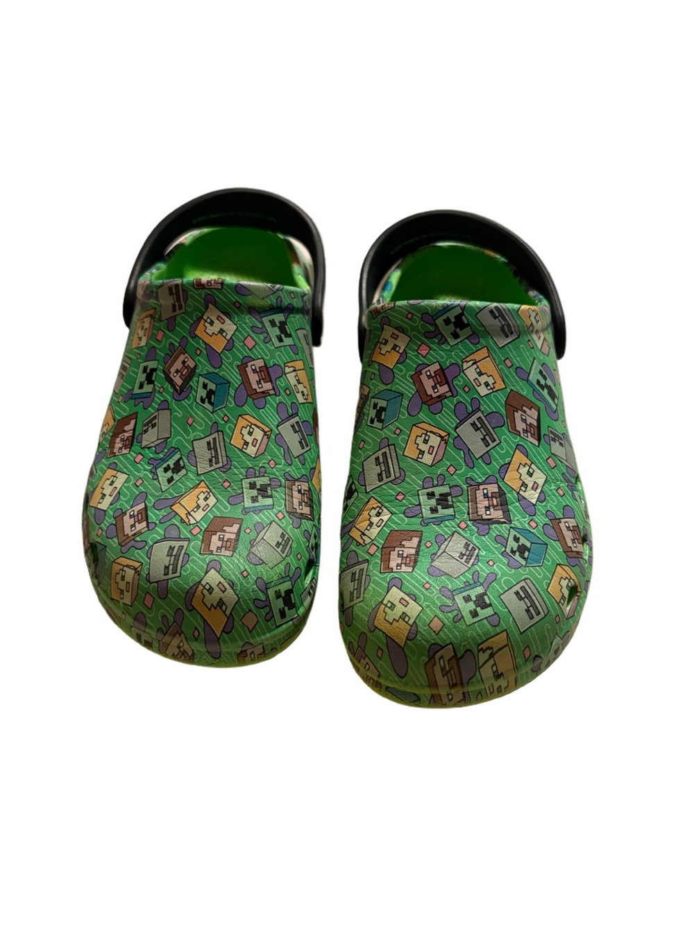 Kids Minecraft Green Clog Shoes Size 2